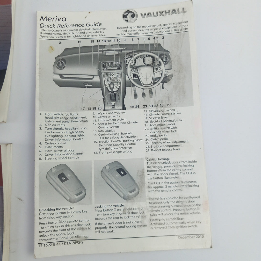 Книжка упътване Английски Vauxhall Opel Meriva B