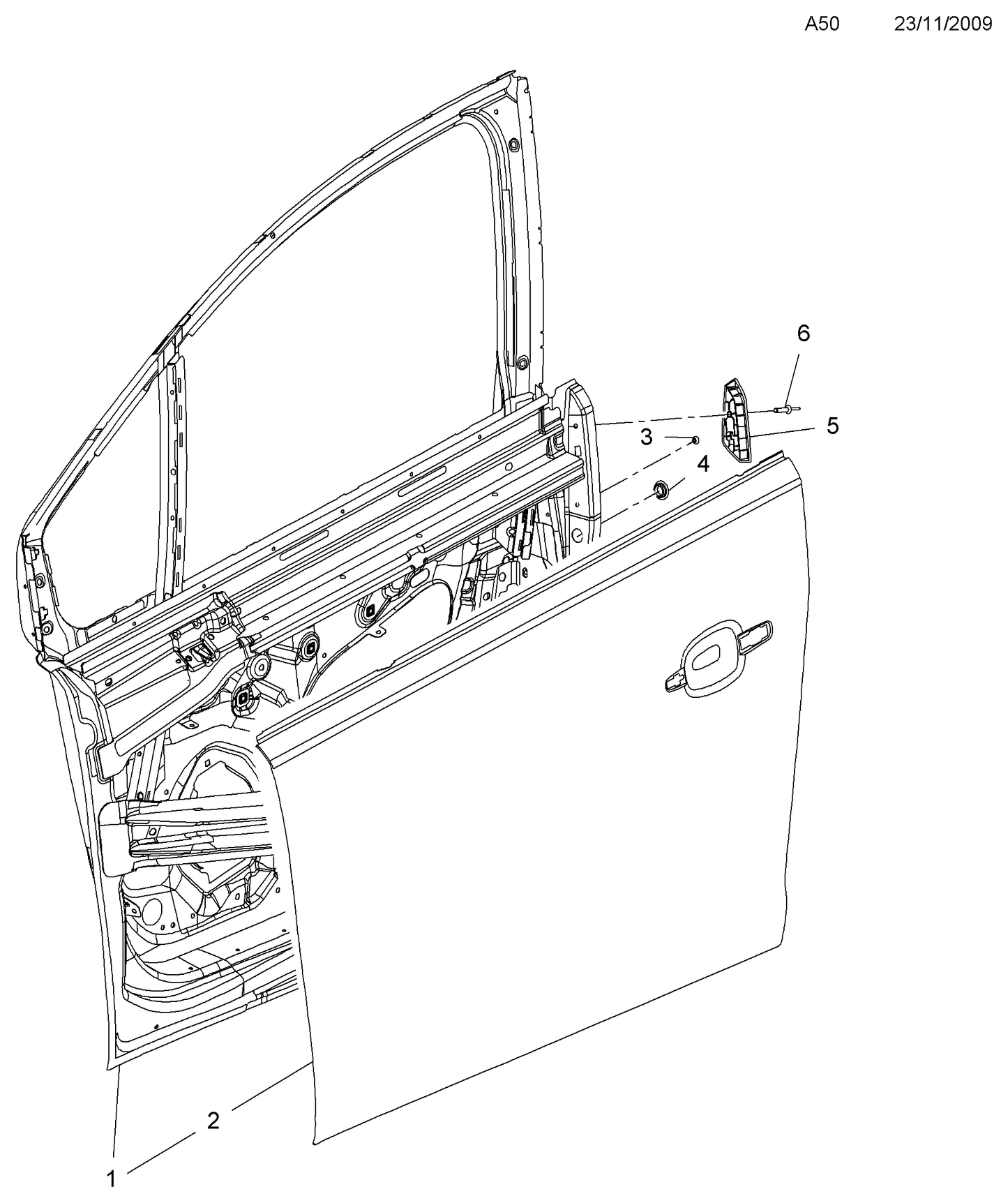 Врата предна лява Z40W GJM кафяво Opel Meriva B