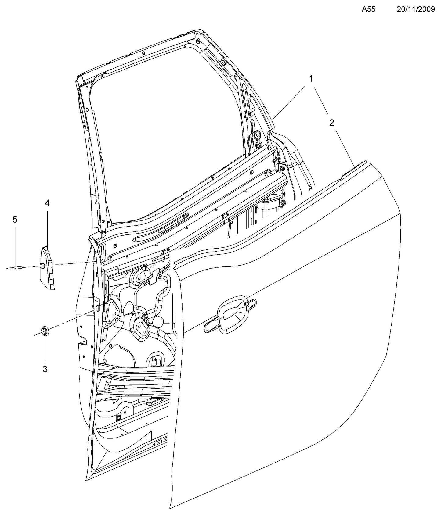Врата задна дясна Z40W GJM кафяво Opel Meriva B
